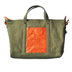 Green Canvas Leather Mens Womens Tote Shoulder Bags Messenger Bag Gray Tote Handbag For Men and Women - iwalletsmen