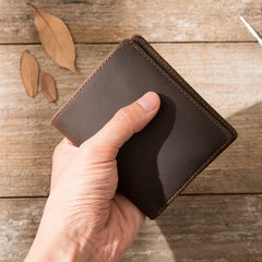 Coffee Cool Leather Mens Small Wallets Bifold Vintage Slim billfold Wallet for Men - iwalletsmen