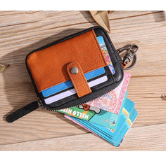 Leather Mens Card Wallets Cool Small Zipper Card Wallet Key Wallet with Belt Clip For Men - iwalletsmen