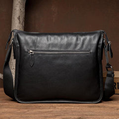 Fashion Black Mens Leather 11 inches Mens Messenger Bags Courier Bag for Men - iwalletsmen