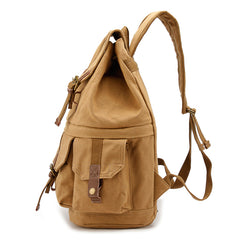 Khaki CANVAS WATERPROOF Womens 15'' MENS BACKPACK LARGE School Backpack Hiking Backpack FOR MEN - iwalletsmen