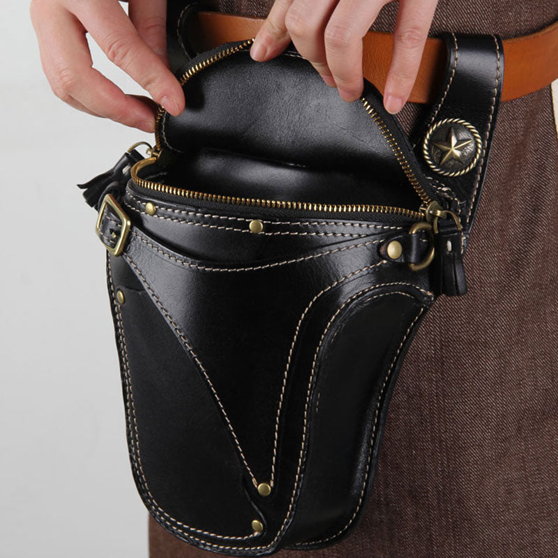 Leather Belt Pouch Mens Small Cases Waist Bag Hip Pack Belt Bag Fanny Pack Bumbag for Men