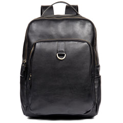 Casual Black Mens Leather 15-inch Computer Backpack Coffee Satchel Backpack School Backpacks for men - iwalletsmen