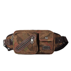 Yellow Camouflage Canvas Fanny Packs Men's Chest Bag Canvas Hip Bag Waist Bags For Men - iwalletsmen