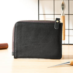 Black Soft Leather Mens Small Wallet Brown Coin Wallet Front Pocket Wallet billfold Wallet for Men - iwalletsmen