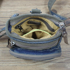 Blue Denim Mens Casual Small Vertical Messenger Bag Jean Belt Bag Belt Pouch For Men - iwalletsmen