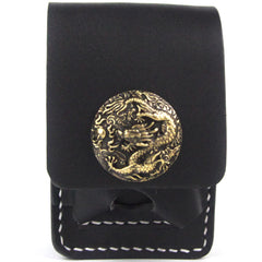 Black Handmade Leather Mens Cool Belt Cigarette Case Holder Cigarette Lighter Case For Men - iwalletsmen