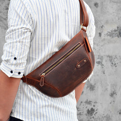 Vintage Brown Leather Men's Fanny Pack Hip Pack Waist Bag For Men - iwalletsmen