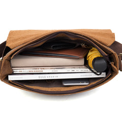 Dark Brown Leather 13 inches Mens Messenger Bags Courier Bags Postman Bag for Men - iwalletsmen