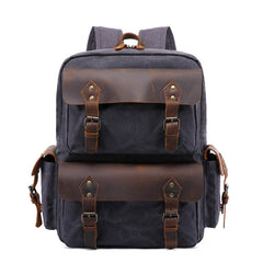 Cool Leather Mens 14 inches Brown Backpack Large Cool Vintage Large Travel Backpack for Men - iwalletsmen