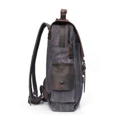 Cool Waxed Canvas Leather Mens Backpacks Canvas Travel Backpacks Canvas School Backpack for Men - iwalletsmen