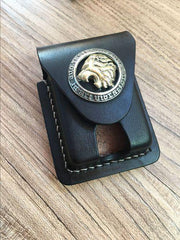 Handmade Coffee Wolf Leather Mens Armor Zippo Lighter Case Zippo Lighter Holder with Belt Loop for Men - iwalletsmen