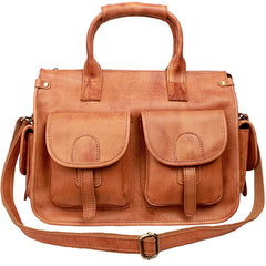 Vintage Light Brown Mens Leather Briefcase Work Handbag Brown 13'' Computer Briefcase For Men - iwalletsmen
