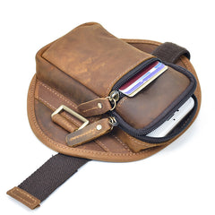 Brown Leather Cell Phone HOLSTER Arm Pouches for Men Arm Bags Arm HOLSTER For Men - iwalletsmen