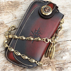 Handmade Mens Cool Leather Chain Wallet Biker Trucker Wallet with Chain