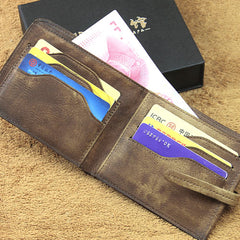 Handmade Mens Cool billfold Leather Wallet Men Small Slim Wallets Bifold for Men - iwalletsmen