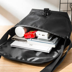 Cool Black Mens 10 inches Nylon Cloth Side Bag Black Messenger Bags Postman Bag for Men - iwalletsmen