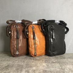Genuine Leather Mens Cool Chest Bag Sling Bag Crossbody Bag Travel Bag Hiking Bag for men