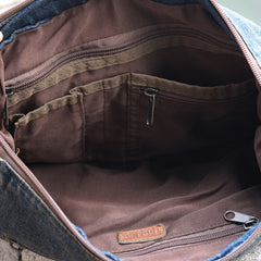Vintage Denim Blue Mens Casual Side Bag Messenger Bag Jean Blue Postman Bags Courier Bag For Men - iwalletsmen