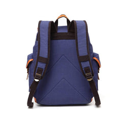Navy Blue Canvas Mens Large 15'' Laptop Backpack College Backpack Travel Backpack for Men - iwalletsmen