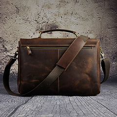 Black Coffee Leather Mens Briefcase Laptop Bag Business Bag Work Bag for Men - iwalletsmen