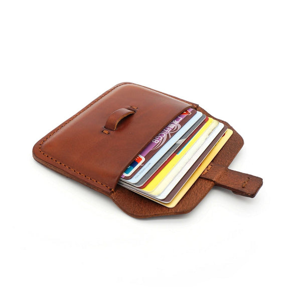 Handmade Leather Mens Front Pocket Wallet Card Wallets Small Change Wallets for Men - iwalletsmen