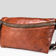 Handmade Leather Fanny Pack Mens Waist Bag Hip Pack Belt Bag Bumbag for Men