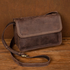 Cool Dark Brown Mens Leather 8inches Small Courier Bag Side Bags Messenger Bags for Men - iwalletsmen