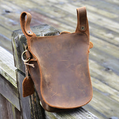 Cool Brown Leather Men's Belt Bag Waist Bag Motorcycle Bag Belt Pouch For Men - iwalletsmen