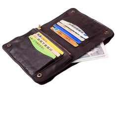 Cool Coffee Leather Mens Vertical Bifold Small Wallet Front Pocket Bifold billfold Wallet For Men - iwalletsmen