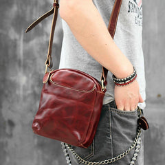 Black Leather Mens Casual Mini Phone Bags Messenger Bags Amber Postman Bag For Men - iwalletsmen