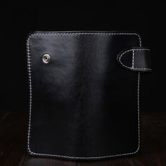 Handmade Leather Mens Cool Black Chain Wallet Biker Trucker Wallet with Chain