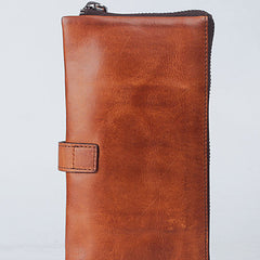 Handmade Leather Mens Cool Long Leather Wallet Bifold Clutch Wallet for Men - iwalletsmen