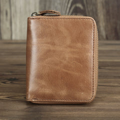 Brown Leather Men Billfold Wallet Leather Black Vertical Bifold Wallet with Coin Pockets For Men - iwalletsmen
