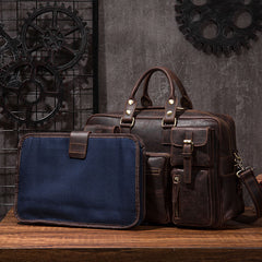 Vintage Leather Mens Travel Bag Cool Overnight Bag Work Handbag Business Bag for Men - iwalletsmen
