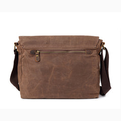 Casual Waxed Canvas Leather Brown Men's Side Bag Shoulder Bag Messenger Bag For Men - iwalletsmen