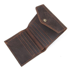 Dark Brown Small MENS LEATHER Bifold Wallet Card Brown billfold Wallet FOR MEN - iwalletsmen