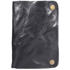 Wrinkled Leather Mens Brown billfold Wallet Front Pocket Leather Black Bifold Wallet Small Wallets for Men - iwalletsmen