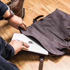 Canvas Mens Womens Casual Beige 12‘’ Courier Bag Side Bag Messenger Bag for Men - iwalletsmen