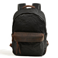 Cool Canvas Leather Mens Green Backpack Computer Backpack Black Travel Backpack for Men - iwalletsmen