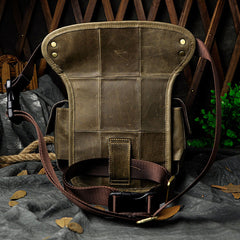 Biker Mens Leather Drop Leg Bag Waist Bag Side Bag Belt Pouch Pack for Men - iwalletsmen