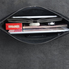 Handmade Leather Mens Clutch Cool Slim Wallet Zipper Clutch Wristlet Wallet for Men