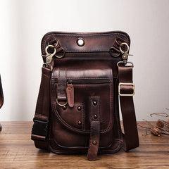 Cool Leather Brown Men's Biker Drop Leg Bag Belt Pouch Black Waist Bag Side Bag For Men - iwalletsmen