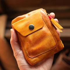 Cool Brown Leather Mens Card billfold Wallet Coin Holder Black Change Pouch For Men - iwalletsmen