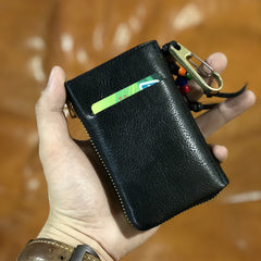 Handmade Cool Leather Mens Black Key Wallet Car Key Holder Brown Card Holder for Men - iwalletsmen