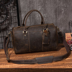 Cool Coffee Leather Mens Weekender Bags Vintage Travel Bags Duffle Bag for Men - iwalletsmen