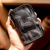 Cool Black Leather Mens Key Wallet Zipper Coin Pouch Card Front Pocket Wallet For Men - iwalletsmen