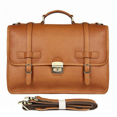 Top Brown Large Leather Mens Business 15 inches Laptop Work Briefcase Large Handbag Briefcase Business Bags For Men - iwalletsmen