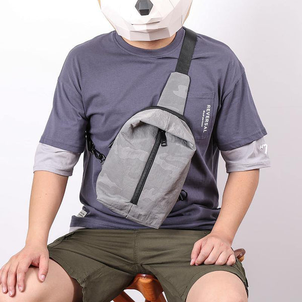 Cool Black Nylon Men's Sling Bag Camouflage Chest Bag Nylon One shoulder Backpack Sports Bag For Men - iwalletsmen