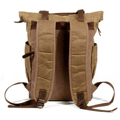 Waxed Canvas Leather Mens Backpack Canvas Travel Backpack Canvas School Backpack for Men - iwalletsmen